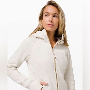 Lulumeon scuba hoodie heathered light cotton fleece gold with rose gold zip
